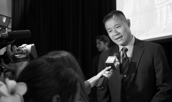 New York City comptroller John Liu, speaks to the press after a 2013 Mayoral Candidate Roundtable, marking the first time the candidates appeared together, on June 12, 2012 in Manhattan. (Benjamin Chasteen/The Epoch Times) 