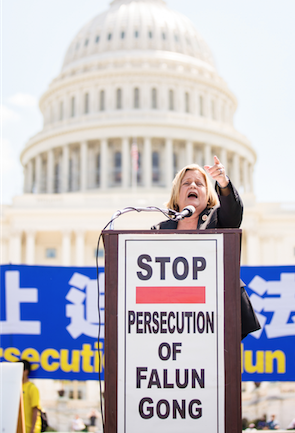 Rep. Ileana Ros-Lehtinen (R-FL27) speaks at a rally supporting Falun Gong and pushing for congress to take action to help end the Chinese regime's persecution of the practice, at the U.S. Capitol, in Washington, on July 17, 2014. (Edward Dai/Epoch Times)