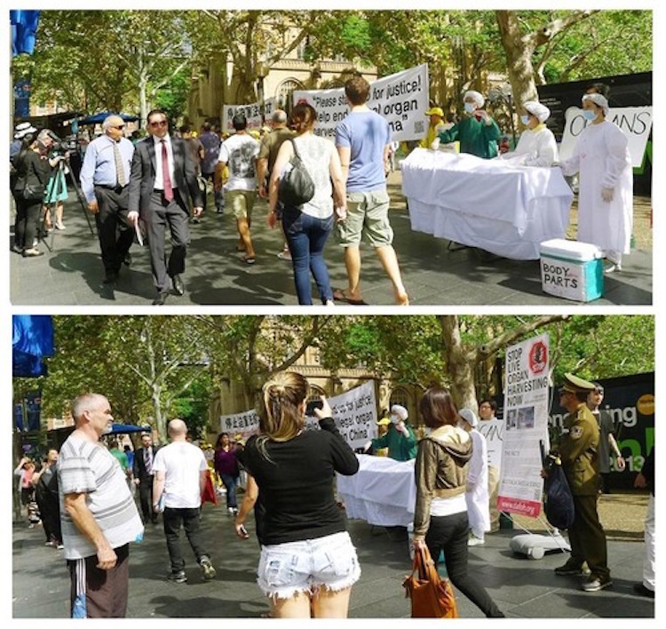 Rally at Sydney's Town Hall calling for an end to China's state-sanctioned harvesting of organs from Falun Gong practitioners and other prisoners of conscience.